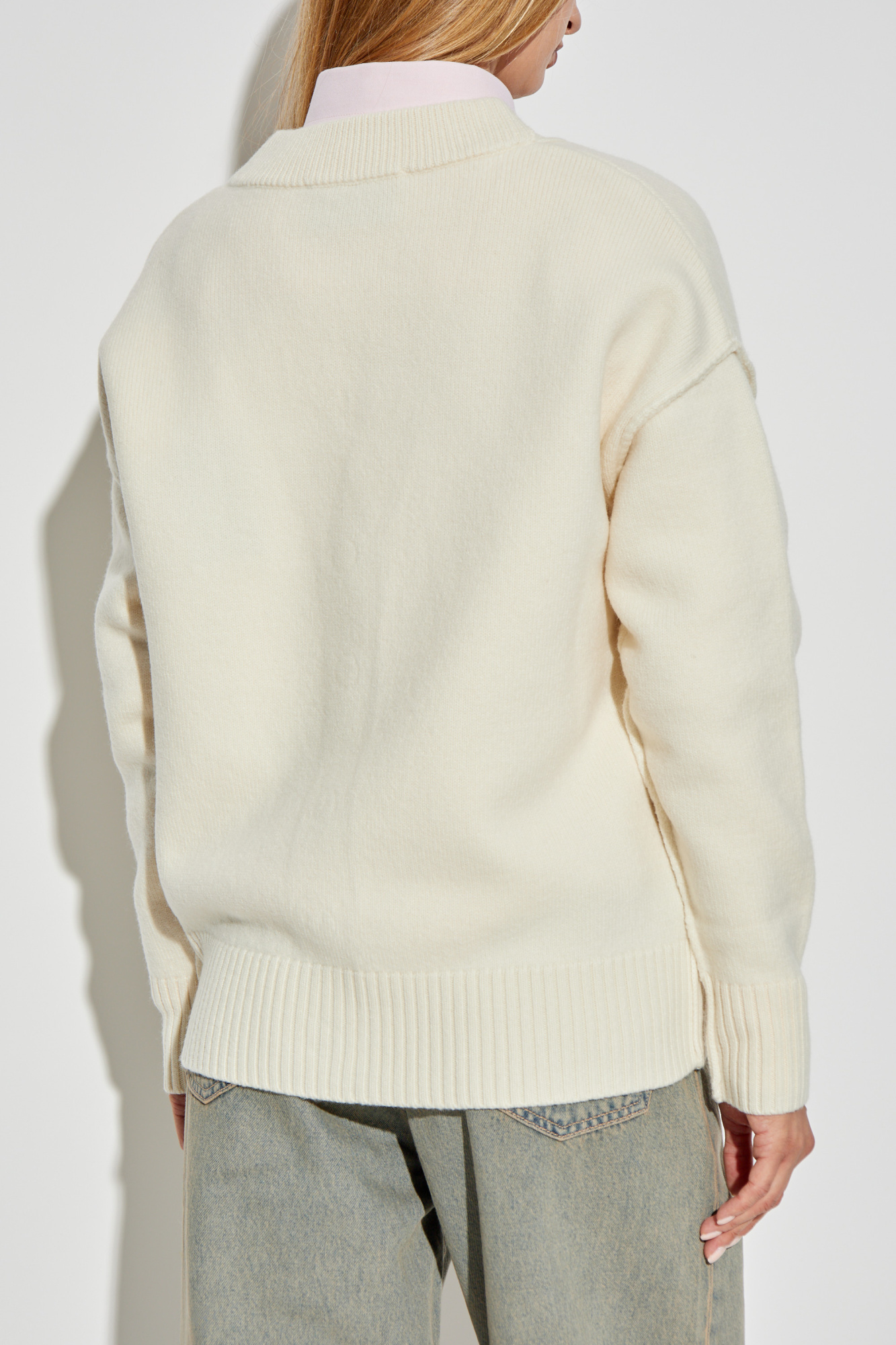 Cream Wool cardigan Ami Alexandre Mattiussi - Vitkac France